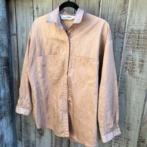 DIANE VON FURSTENBURG Mocha Brown Satin Crinkle Vintage Button Down Shirt 12!